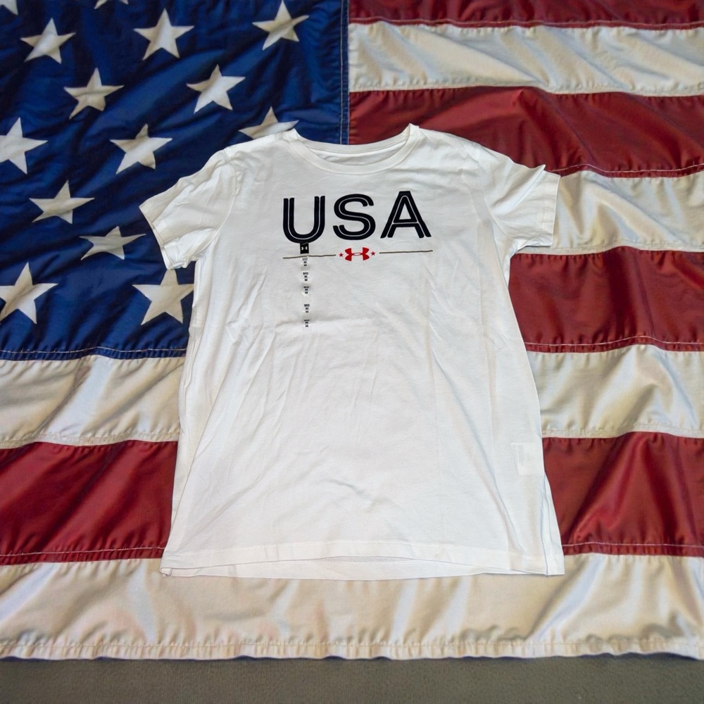 Under Armour White USA Tee Womens (M) NEW